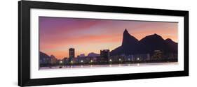 Botafogo Bay and Christ the Redeemer Statue at Sunset, Rio De Janeiro, Brazil-Ian Trower-Framed Photographic Print