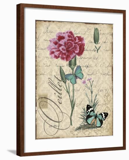 Botanical-Carnation-Oeillet-Damask-Jean Plout-Framed Giclee Print