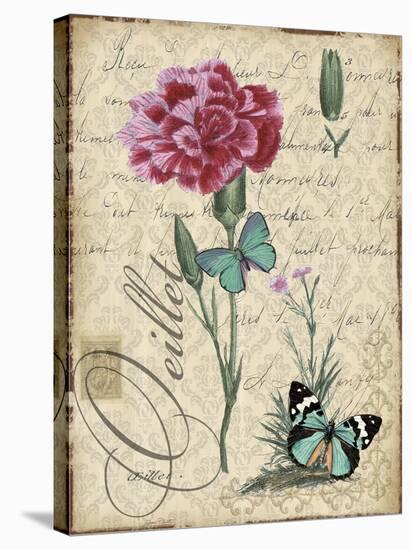 Botanical-Carnation-Oeillet-Damask-Jean Plout-Stretched Canvas