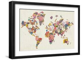 Botanical Floral Map Light-Wild Apple Portfolio-Framed Art Print