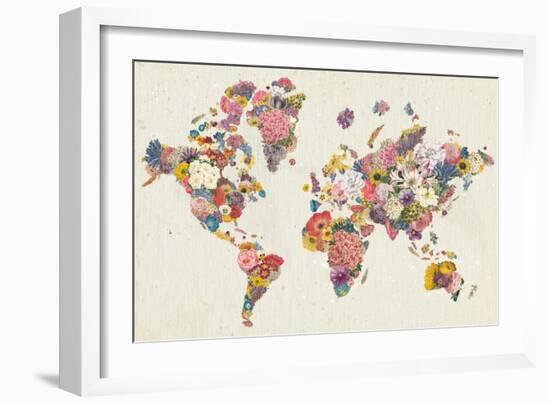 Botanical Floral Map Light-Wild Apple Portfolio-Framed Art Print