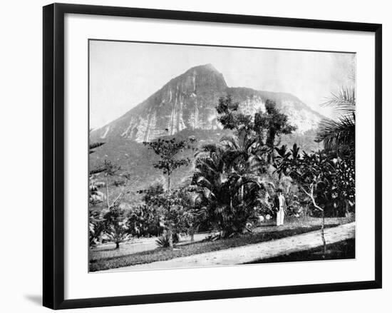 Botanical Gardens and Mount Corcovado, Rio De Janeiro, Brazil, 1893-John L Stoddard-Framed Giclee Print