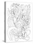 Botanical Orchid BW for Coloring-Cyndi Lou-Stretched Canvas