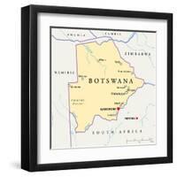 Botswana Political Map-Peter Hermes Furian-Framed Art Print