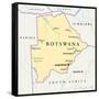 Botswana Political Map-Peter Hermes Furian-Framed Stretched Canvas