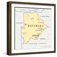 Botswana Political Map-Peter Hermes Furian-Framed Art Print