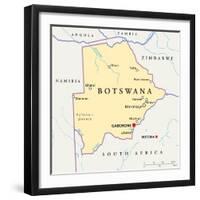 Botswana Political Map-Peter Hermes Furian-Framed Art Print