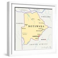 Botswana Political Map-Peter Hermes Furian-Framed Art Print