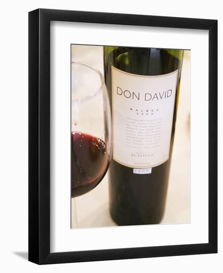 Bottle and Glass of Don David Malbec, Restaurant in Sheraton Hotel, Bodega El Esteco Mendoza-Per Karlsson-Framed Premium Photographic Print