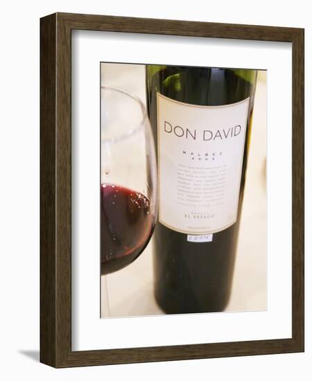 Bottle and Glass of Don David Malbec, Restaurant in Sheraton Hotel, Bodega El Esteco Mendoza-Per Karlsson-Framed Photographic Print