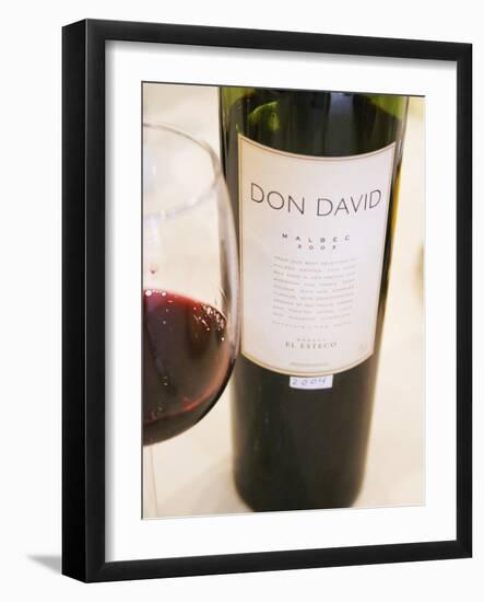 Bottle and Glass of Don David Malbec, Restaurant in Sheraton Hotel, Bodega El Esteco Mendoza-Per Karlsson-Framed Photographic Print