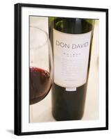 Bottle and Glass of Don David Malbec, Restaurant in Sheraton Hotel, Bodega El Esteco Mendoza-Per Karlsson-Framed Photographic Print