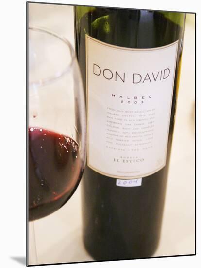 Bottle and Glass of Don David Malbec, Restaurant in Sheraton Hotel, Bodega El Esteco Mendoza-Per Karlsson-Mounted Photographic Print