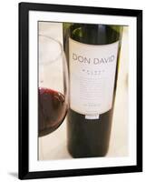 Bottle and Glass of Don David Malbec, Restaurant in Sheraton Hotel, Bodega El Esteco Mendoza-Per Karlsson-Framed Photographic Print