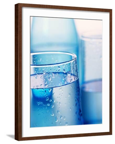 Bottle and glasses of water--Framed Photographic Print