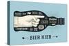 Bottle of Beer with Hand Drawn Lettering and Text Bier Hier for Oktoberfest Beer Festival. Vintage-Forest Foxy-Stretched Canvas