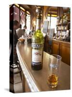 Bottle of Ricard 45 Pastis and Glass on Zinc Bar, Paris, France-Per Karlsson-Stretched Canvas