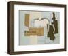 Bottle of Vieux Marc, Glass, Guitar and Newspaper, 1913-Pablo Picasso-Framed Art Print