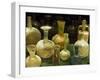 Bottles and jugs for wine, Museo de la Cultura del Vino, Briones Village in La Rioja, Spain-Janis Miglavs-Framed Photographic Print