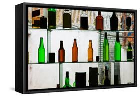 Bottles Displayed at Foreigner Bar, Old Town, Dali, Yunnan Province, China-null-Framed Stretched Canvas