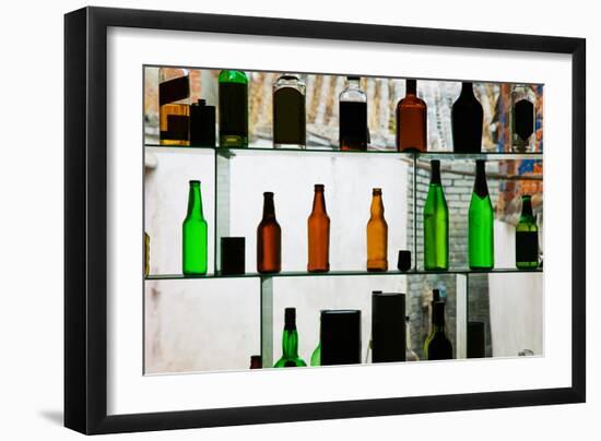 Bottles Displayed at Foreigner Bar, Old Town, Dali, Yunnan Province, China-null-Framed Photographic Print