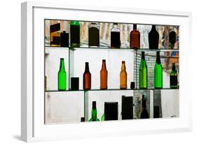 Bottles Displayed at Foreigner Bar, Old Town, Dali, Yunnan Province, China-null-Framed Photographic Print