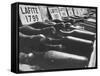 Bottles of Lafite Wines, Now Museum Pieces in French Wine Cellar-Carlo Bavagnoli-Framed Stretched Canvas