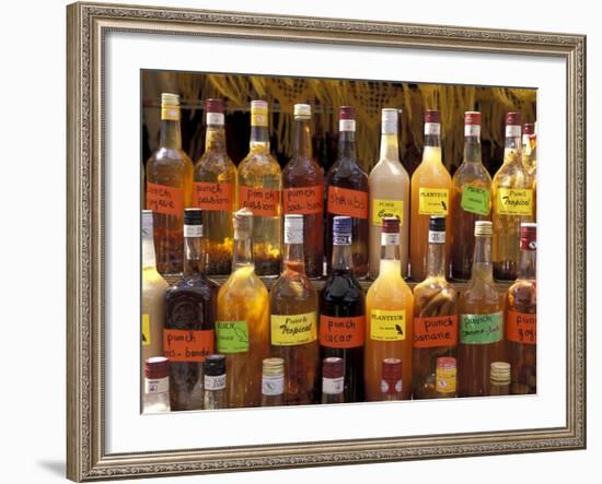 Bottles of Local Rum Drinks at Le Diamant Village, Martinique, West Indies, Caribbean-Guy Thouvenin-Framed Photographic Print