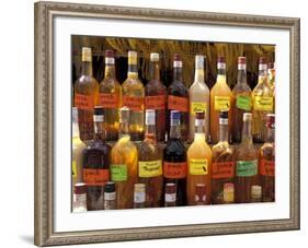 Bottles of Local Rum Drinks at Le Diamant Village, Martinique, West Indies, Caribbean-Guy Thouvenin-Framed Photographic Print