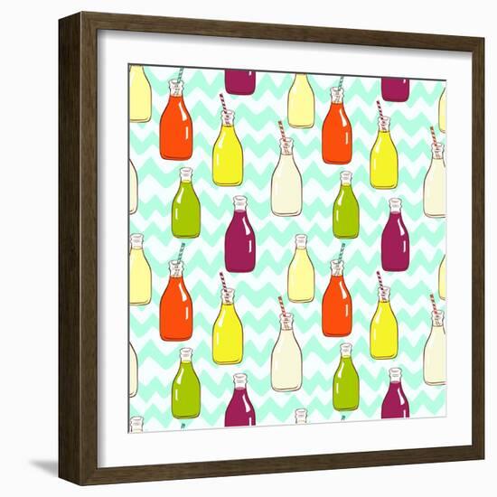 Bottles Pattern-TashaNatasha-Framed Art Print