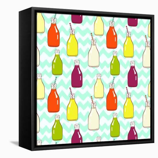 Bottles Pattern-TashaNatasha-Framed Stretched Canvas