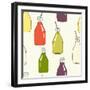 Bottles Pattern-TashaNatasha-Framed Art Print