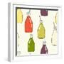 Bottles Pattern-TashaNatasha-Framed Art Print