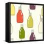 Bottles Pattern-TashaNatasha-Framed Stretched Canvas