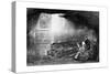 Bottom of a Pit Shaft in a Coal Mine with a Train of Loaded Wagons, 1860-null-Stretched Canvas