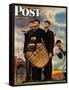 "Bottom of the Sixth"  (Three Umpires) Saturday Evening Post Cover, April 23,1949-Norman Rockwell-Framed Stretched Canvas