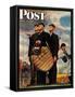"Bottom of the Sixth"  (Three Umpires) Saturday Evening Post Cover, April 23,1949-Norman Rockwell-Framed Stretched Canvas