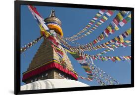 Bouddha (Boudhanath) (Bodnath) in Kathmandu is covered in colourful prayer flags, Kathmandu, Nepal-Alex Treadway-Framed Photographic Print