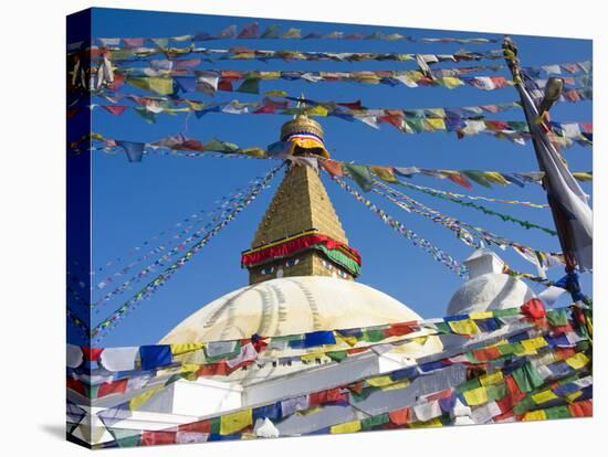 Boudhanath Stupa and Prayer Flags, Kathmandu, Nepal.-Ethan Welty-Stretched Canvas