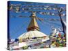 Boudhanath Stupa and Prayer Flags, Kathmandu, Nepal.-Ethan Welty-Stretched Canvas