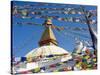 Boudhanath Stupa and Prayer Flags, Kathmandu, Nepal.-Ethan Welty-Stretched Canvas