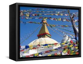 Boudhanath Stupa and Prayer Flags, Kathmandu, Nepal.-Ethan Welty-Framed Stretched Canvas