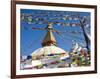 Boudhanath Stupa and Prayer Flags, Kathmandu, Nepal.-Ethan Welty-Framed Photographic Print