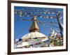 Boudhanath Stupa and Prayer Flags, Kathmandu, Nepal.-Ethan Welty-Framed Photographic Print