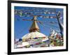 Boudhanath Stupa and Prayer Flags, Kathmandu, Nepal.-Ethan Welty-Framed Photographic Print