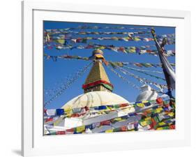 Boudhanath Stupa and Prayer Flags, Kathmandu, Nepal.-Ethan Welty-Framed Photographic Print