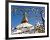 Boudhanath Stupa and Prayer Flags, Kathmandu, Nepal.-Ethan Welty-Framed Photographic Print