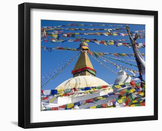 Boudhanath Stupa and Prayer Flags, Kathmandu, Nepal.-Ethan Welty-Framed Photographic Print