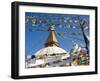 Boudhanath Stupa and Prayer Flags, Kathmandu, Nepal.-Ethan Welty-Framed Photographic Print