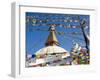 Boudhanath Stupa and Prayer Flags, Kathmandu, Nepal.-Ethan Welty-Framed Photographic Print